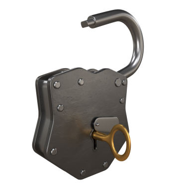 Otantik eski metal asma kilit ve altın anahtar