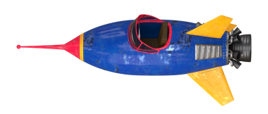 Klasik tarzda mavi ve sarı uzay roketi