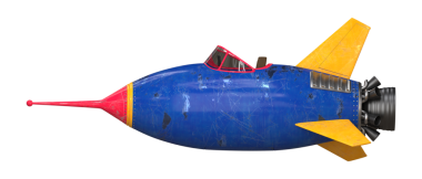 Klasik tarzda mavi ve sarı uzay roketi