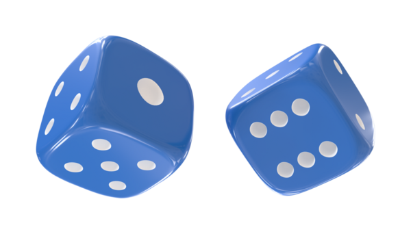 Two blue dice, 3d render