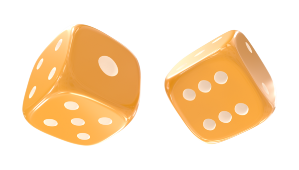 Two Yellow dice 3d render