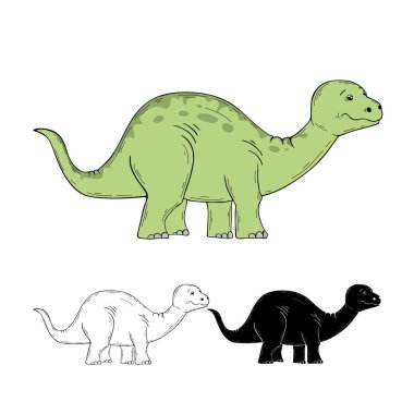 Uzun boyunlu şirin yeşil dinozor.