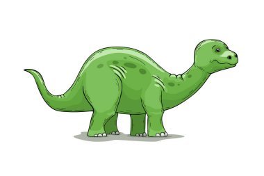 Uzun boyunlu şirin yeşil dinozor.