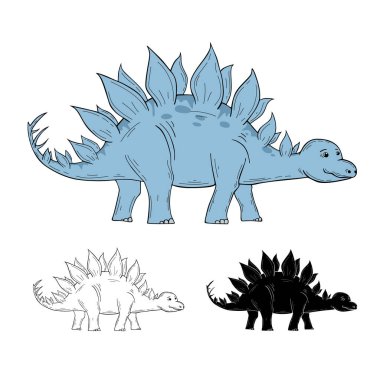 Şirin Stegosaurus dinozor çizgi film stili vektör çizimi