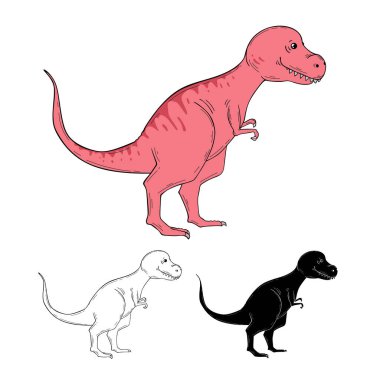 Şirin tyrannosaur dinozor, düz stil.