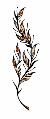 Yapraklı soyut dal. Vektör illüstrasyonu