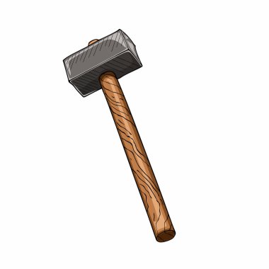 Beyaz arka planda izole edilmiş tahta saplı demir çekiç.