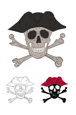 korsan kafatası ve kemiklerin vektör çizim