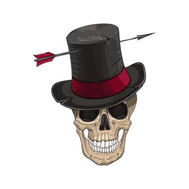 Silindir şapkalı kafatası, vektör çizimi