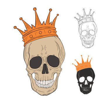 Kafatası ve taç. Vektör illüstrasyonu