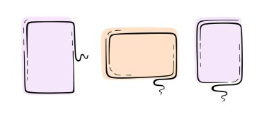 Konuşma balonu ayarlandı. Düz renkli vektör