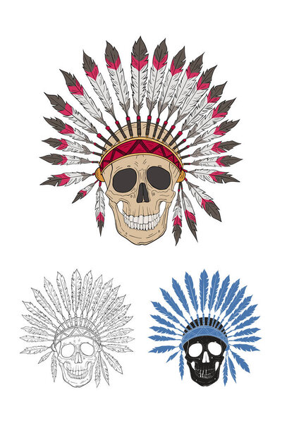 Индийский череп с головным убором