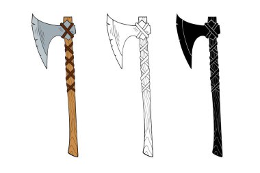 Ortaçağ Viking baltası, tahta saplı.