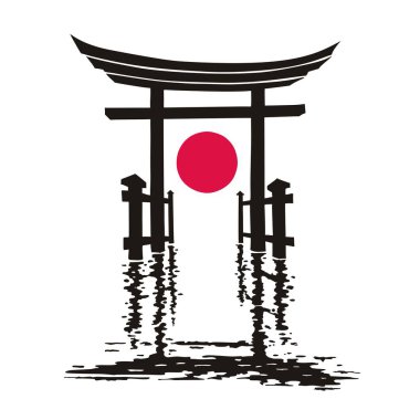 Japon torii kapısı ve yansıması