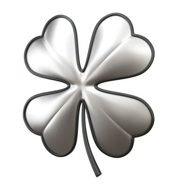 Beyaz arkaplanda parlak metal yonca