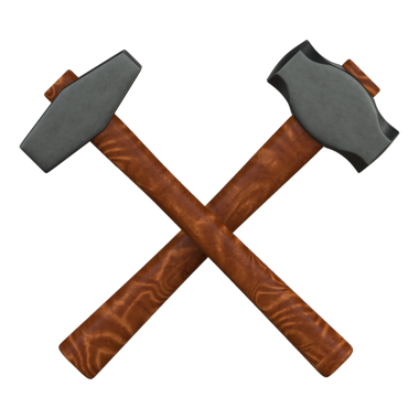 Çapraz demirci çekiçleri izole arkaplanda