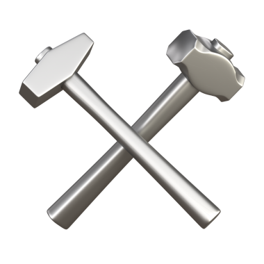 Çapraz çelik demirci çekiçleri izole arkaplanda