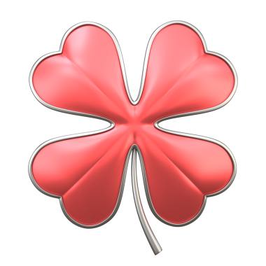 Beyaz arkaplandaki kırmızı dört yapraklı yonca şekli 3D rendeleme