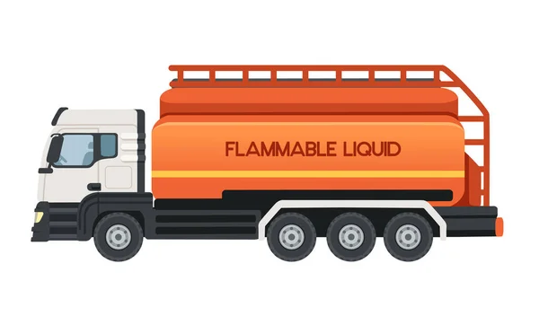 Truk Tanker Industri Dengan Gambar Vektor Cair Mudah Terbakar Diisolasi - Stok Vektor