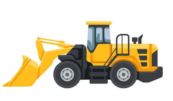 Yellow Bulldozer Heavy Industrial Machine Vector Illustration Isolated White Background — Stock Vector