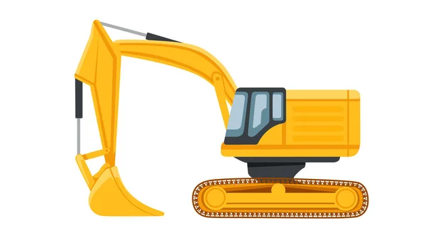 Yellow Excavator Heavy Industrial Machine Vector Illustration Isolated White Background — Stock Vector