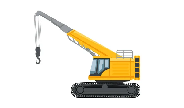 Yellow Crane Heavy Industrial Machine Vector Illustration Isolated White Background — Stock Vector