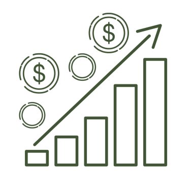 Dolar sembolü olan altın sikkeler beyaz arkaplanda izole edilmiş yeşil tasarım vektör çizimi çizimi.