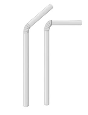 Beyaz arkaplanda izole edilmiş kokteyl vektör illüstrasyonu için iki adet metal pipet çubuk aksesuarı.