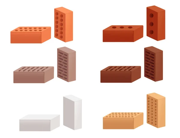 Ensemble Différentes Briques Construction Illustration Vectorielle Isolé Sur Fond Blanc — Image vectorielle