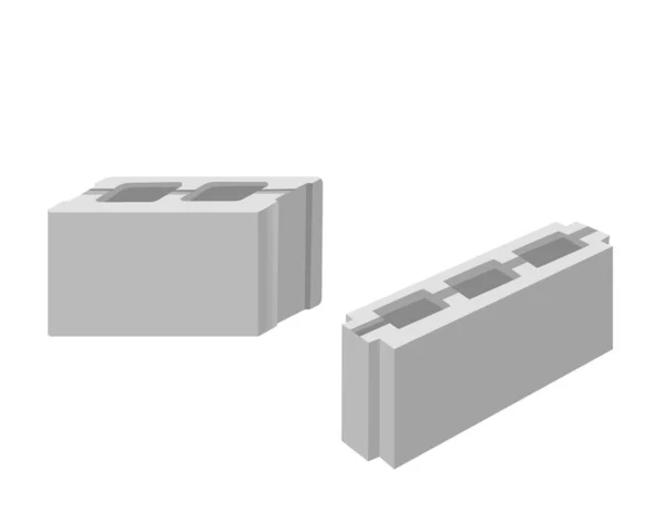 Cinder Blokk Beton Épület Anyag Vektor Illusztráció Elszigetelt Fehér Háttér — Stock Vector