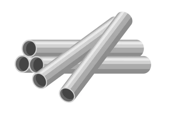 Steel Aluminum Pipes Tubes Vector Illustration Isolated White Background — Stock Vector