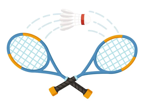 Blue Yellow Tennis Racket Sport Activity Vector Illustration Isolated White — Image vectorielle