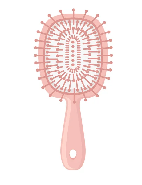 Roze Kleur Haarborstel Voor Haarverzorging Plastic Mode Kam Vector Illustratie — Stockvector
