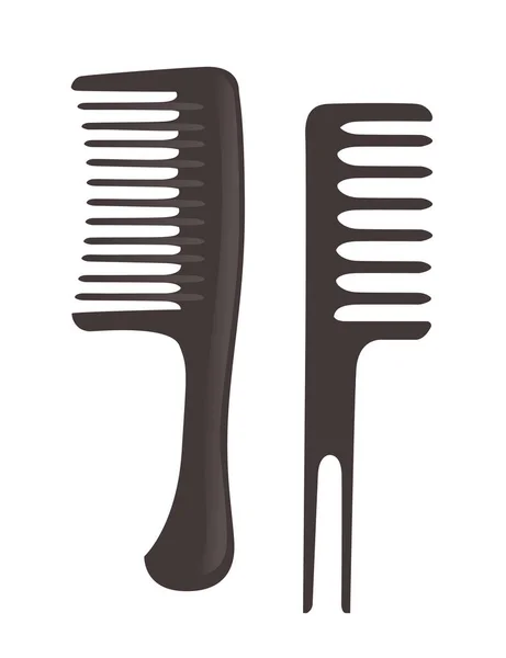 Zwarte Kleur Haarborstel Voor Haarverzorging Plastic Mode Kam Vector Illustratie — Stockvector