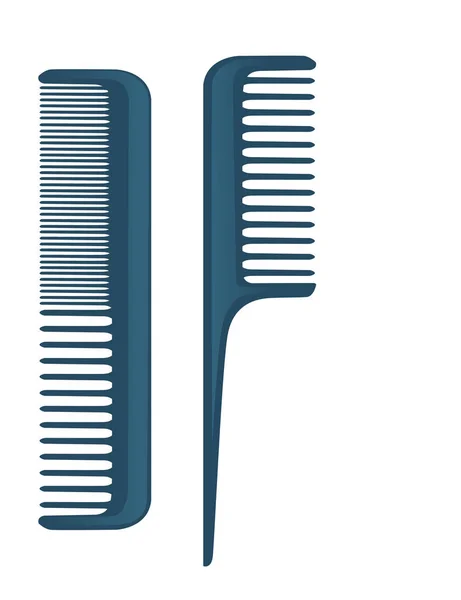 Синій Колір Щітка Догляду Волоссям Пластиковий Модний Гребінець Векторні Ілюстрації — стоковий вектор