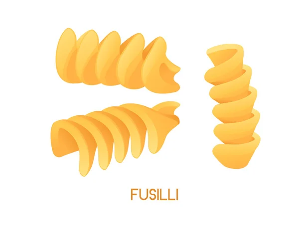 Ongekookte Italiaanse Pasta Fusilli Keuken Nietjes Vector Illustratie Geïsoleerd Witte — Stockvector