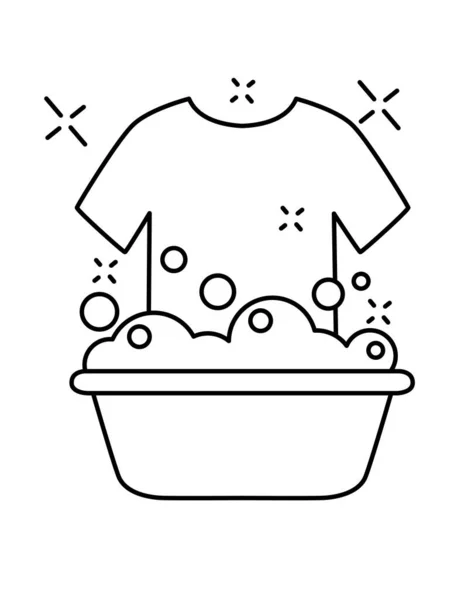 Plastic Basin Soap Suds Bowl Water Washing Detergent Vector Illustration — Stock Vector