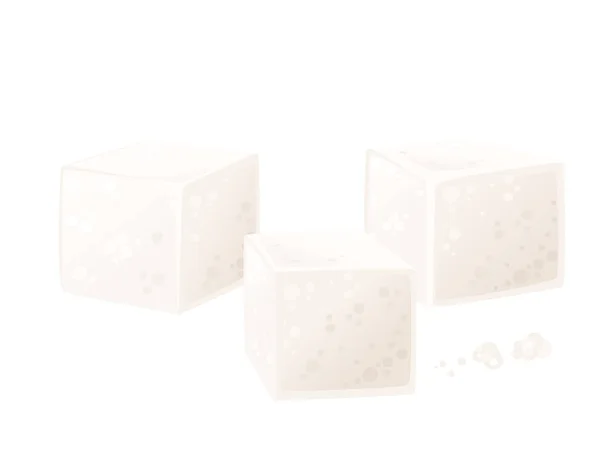 Trzy Kostki Naturalnego Wektora Cukru Białego Ilustracji Izolowane Białym Tle — Wektor stockowy