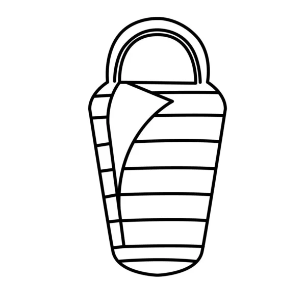 Estilo Línea Solo Camping Sleeping Bag Vector Ilustración Aislado Sobre — Vector de stock