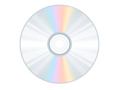 DVD veya CD disk dijital teknoloji veri depolama vektör çizimi beyaz arkaplanda izole.