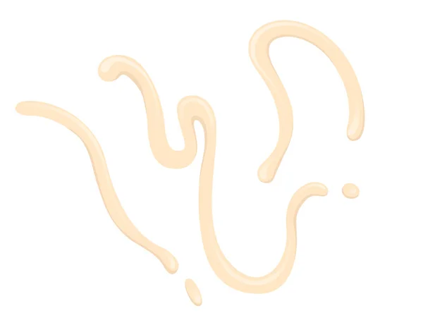 マヨネーズソースクリーム汚れが流れる滴ベクトルイラスト白の背景に隔離 — ストックベクタ