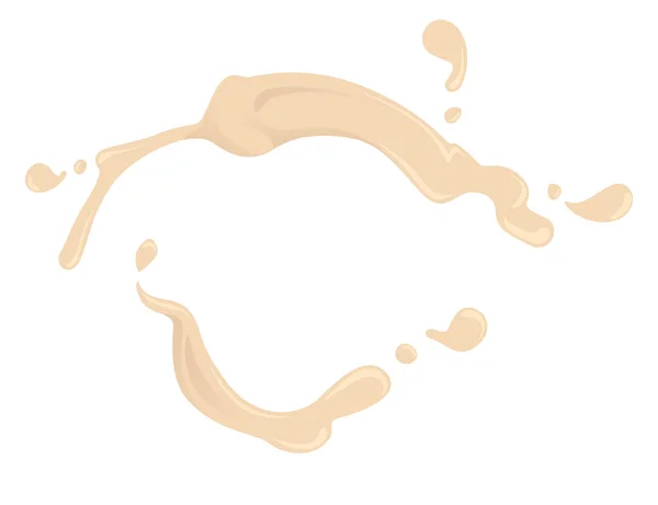 Mayonnaise Sauce Cream Stains Flowing Drops Vector Illustration Isolated White — Stock Vector