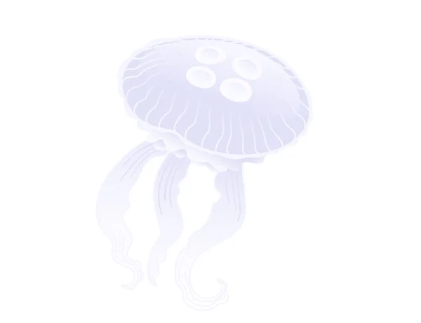 クラゲメデューサ水中動物紫色ベクトルイラスト白背景に隔離 — ストックベクタ