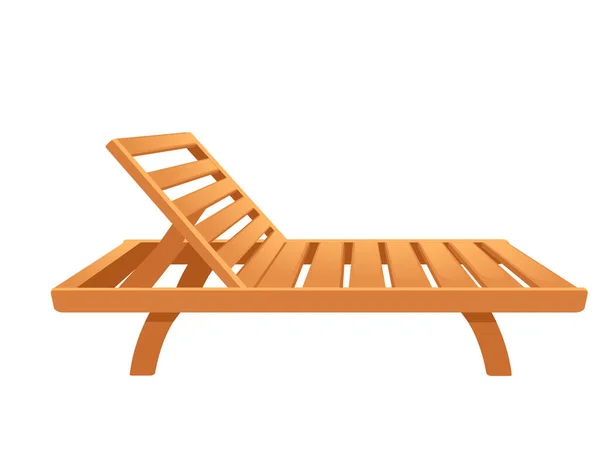 Beach Wooden Lounger Summer Sunbed Vector Illustration Isolated White Background — Stock Vector