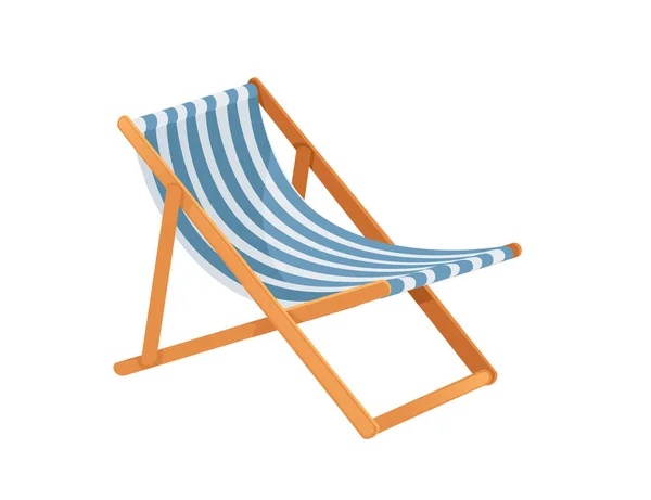 Wooden Chaise Lounge Summer Beach Furniture Vector Illustration Isolated White — Stock Vector