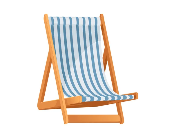 Holzchaiselongue Sommer Strandmöbel Vektor Illustration Isoliert Auf Weißem Hintergrund — Stockvektor
