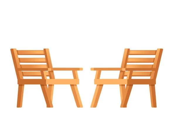 Garten Freien Hölzernen Stuhl Vektor Illustration Isoliert Auf Weißem Hintergrund — Stockvektor