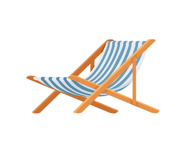 Wooden Chaise Lounge Summer Beach Furniture Vector Illustration Isolated White — Stock Vector