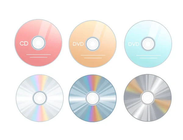 DvdまたはCdディスクデジタル技術データストレージベクトル図白の背景に隔離 — ストックベクタ