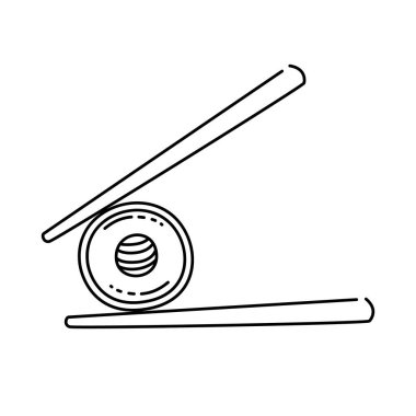 Beyaz arkaplanda izole edilmiş Maki sushi rulo ana hatları biçim vektör çizelgesi.